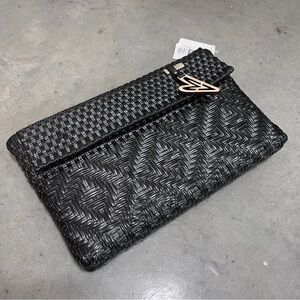 NWT | Maria Victoria | Black Woven Clutch with Silver Hardware | Made in Mexico